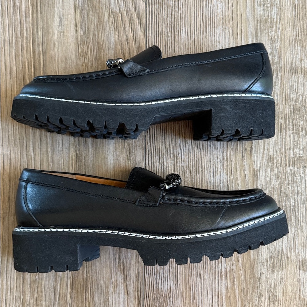 Sarto Black Leather Loafers - Picture 8 of 11
